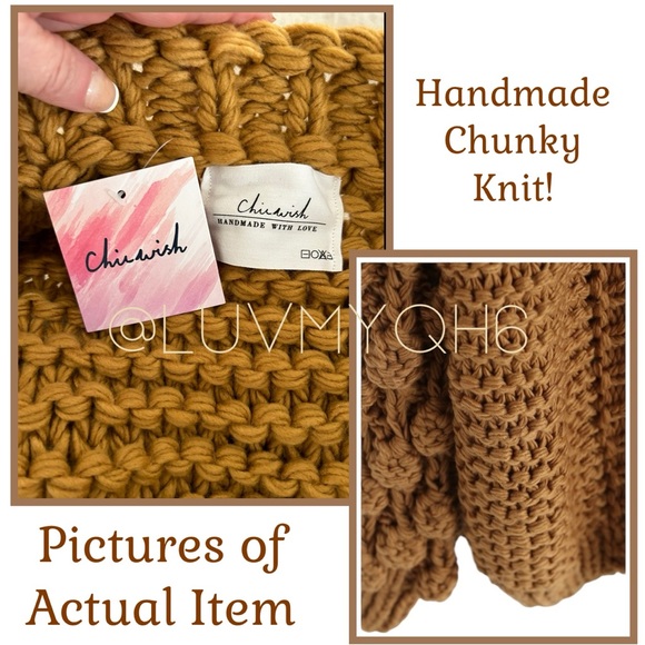 ChicWish Pom-Pom Sleeves Chunky Cardigan - Picture 3 of 4